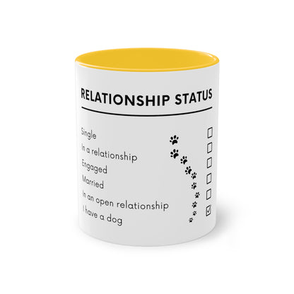 Relationship Status, I Have A Dog Two-Tone Coffee Mug, 325ml - White