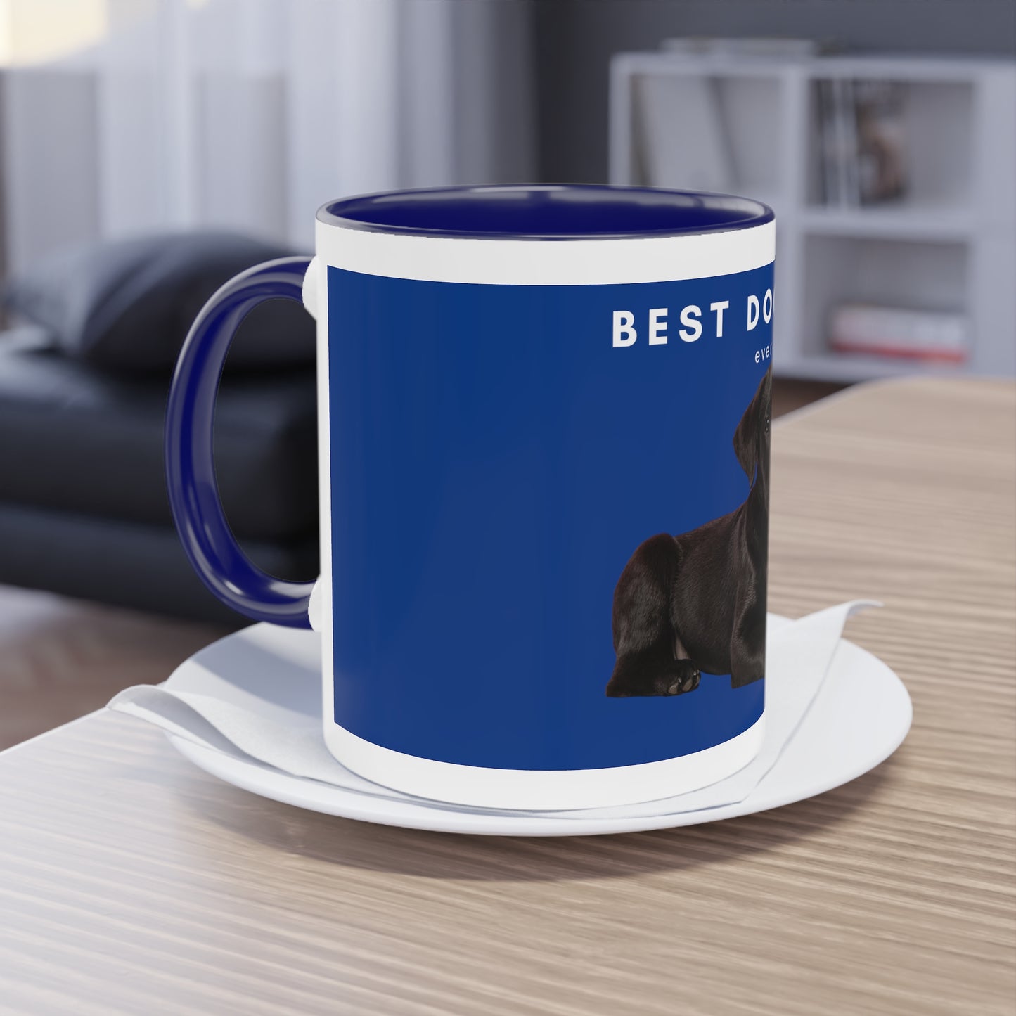 Best Dog Dad Black Lab Two-Tone Coffee Mug, 325ml - Blue