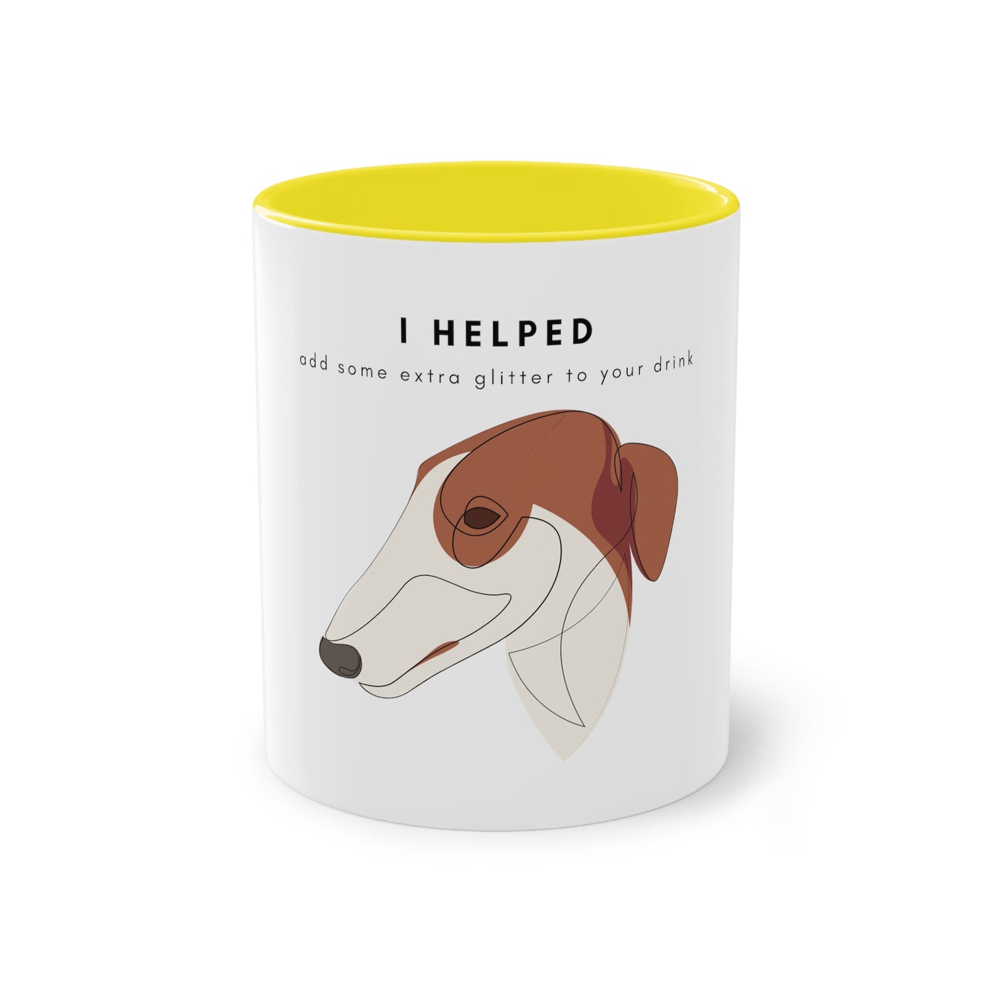 I Helped Add Glitter Borzoi Graphic Two-Tone Coffee Mug, 325ml - White