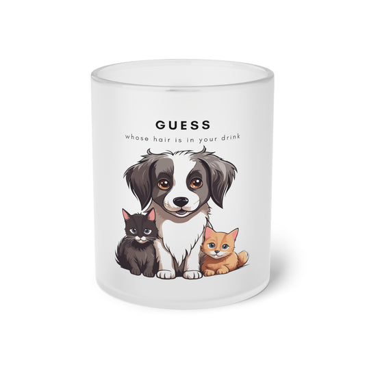 Guess Whose Hair Cats and Dog - Frosted Glass Mug, 325ml