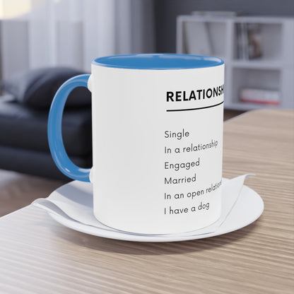 Relationship Status, I Have A Dog Two-Tone Coffee Mug, 325ml - White