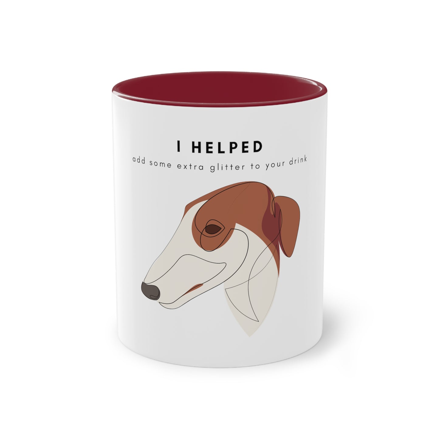 I Helped Add Glitter Borzoi Graphic Two-Tone Coffee Mug, 325ml - White