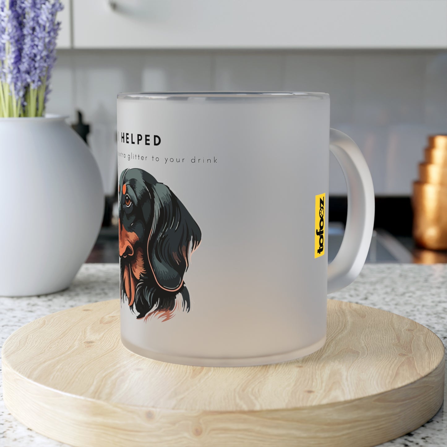 I Helped Add Glitter Dachshund - Frosted Glass Mug, 325ml