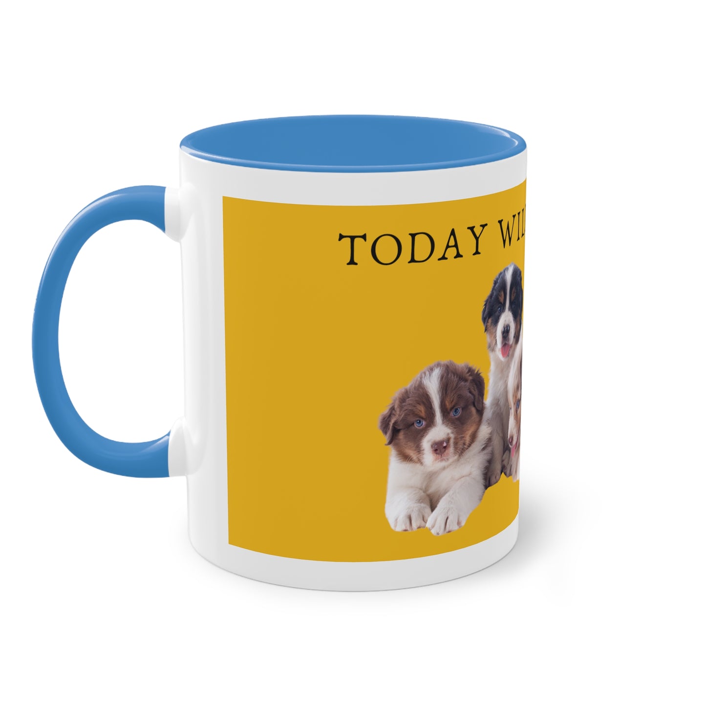 Today Will Be Aussome Aussie Puppies Two-Tone Coffee Mug, 325ml - Yellow