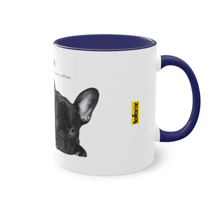 Please Don't Talk Coffee Black French Bulldog Puppy Two-Tone Coffee Mug, 325ml - White