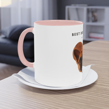 Best Dog Dad Ever Brown French Bulldog Two-Tone Coffee Mug, 325ml - White