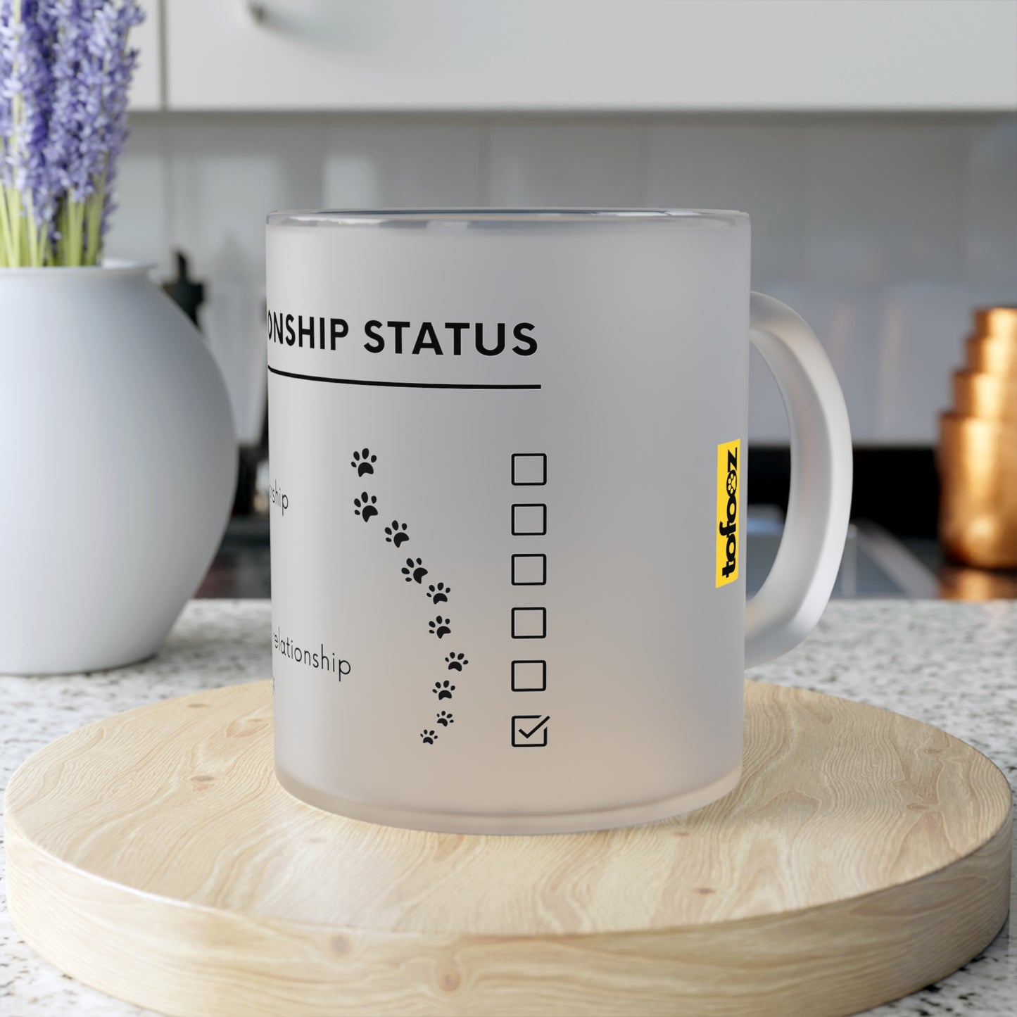 Relationship Status, I Have Dogs - Frosted Glass Mug, 325ml