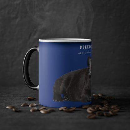 Peekaboo Sit In Your Lap Black French Bulldog Puppy Magic Mug, 325ml - Blue