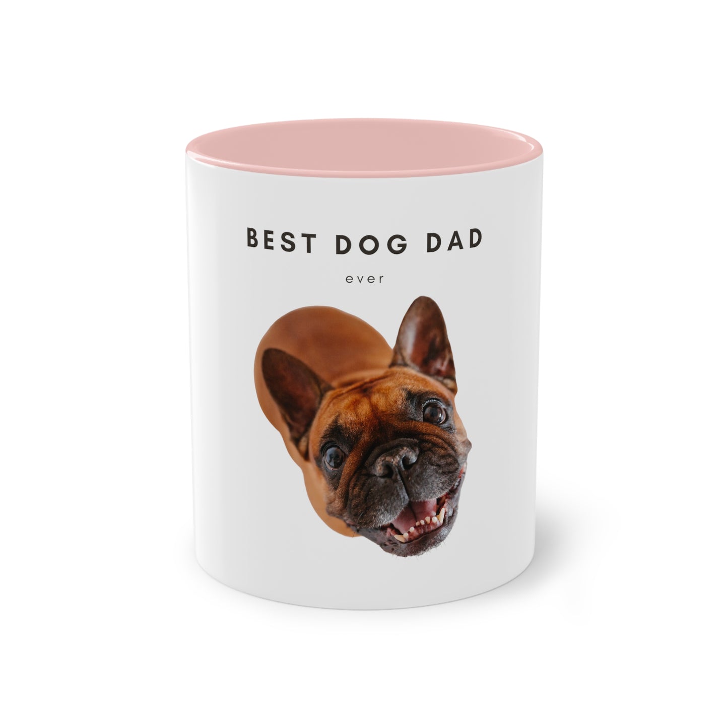 Best Dog Dad Ever Brown French Bulldog Two-Tone Coffee Mug, 325ml - White