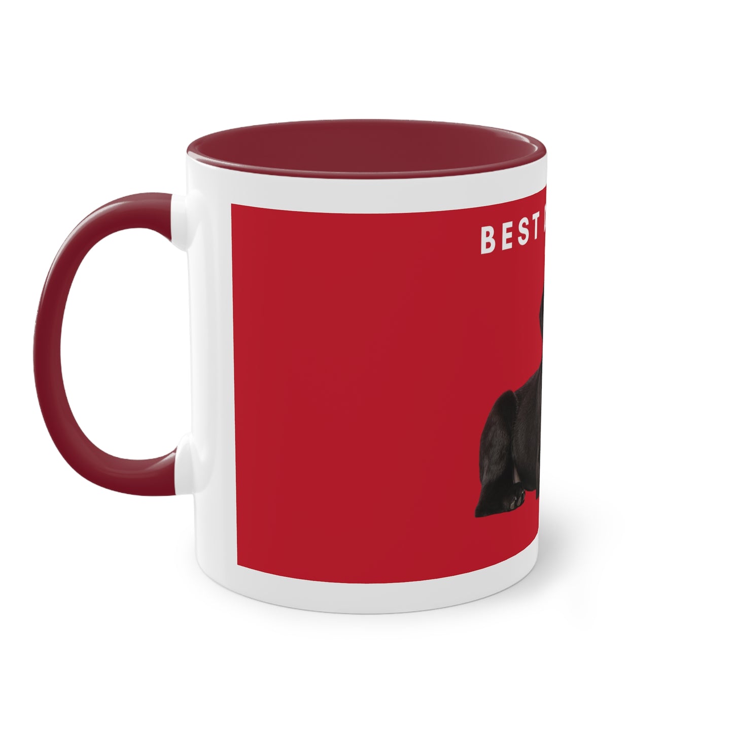 Best Dog Dad Black Lab Two-Tone Coffee Mug, 325ml - Red