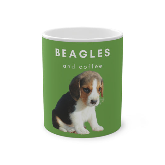 Beagles And Coffee Puppy Magic Mug, 325ml - Red