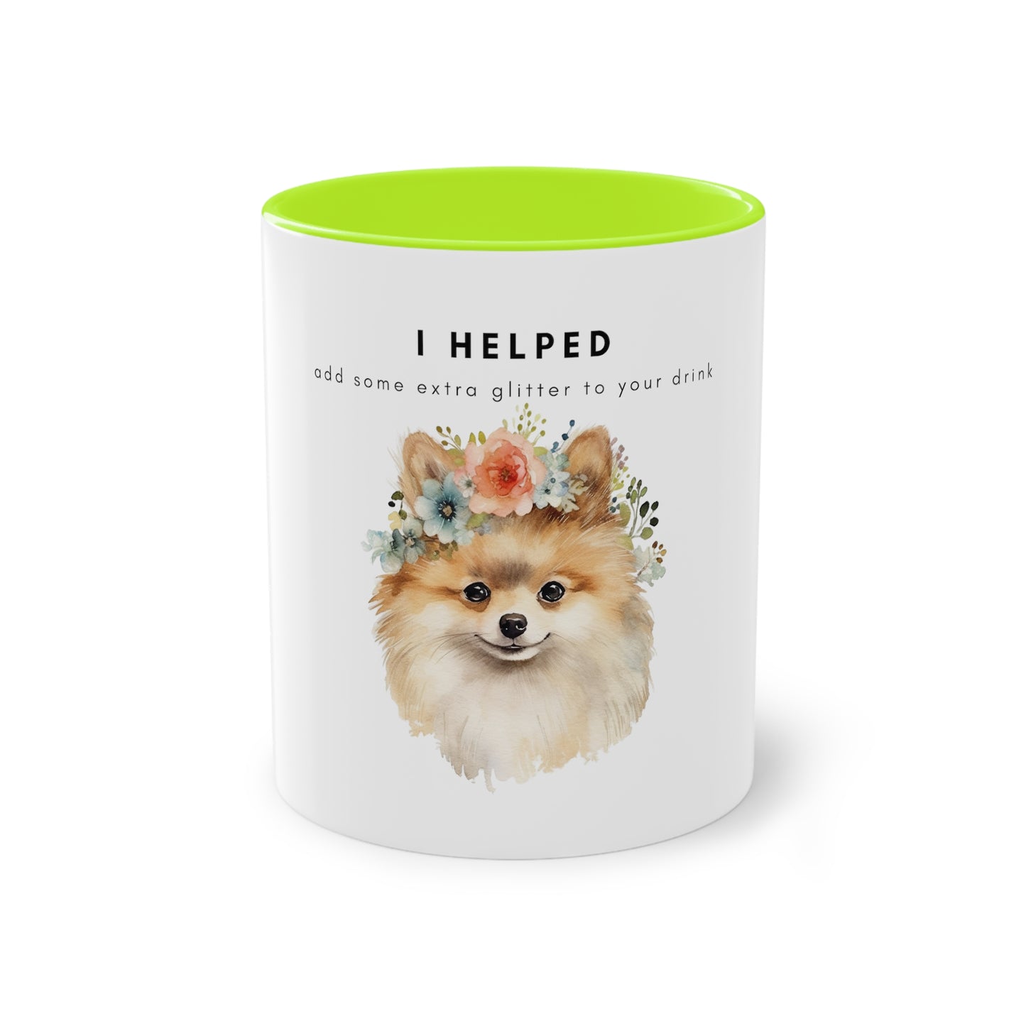 I Helped Add Glitter Pomeranian Two-Tone Coffee Mug, 325ml - White