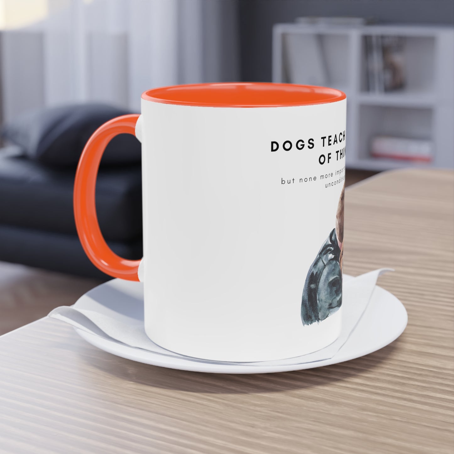 Dogs Teach Us Two-Tone Coffee Mug, 325ml - White