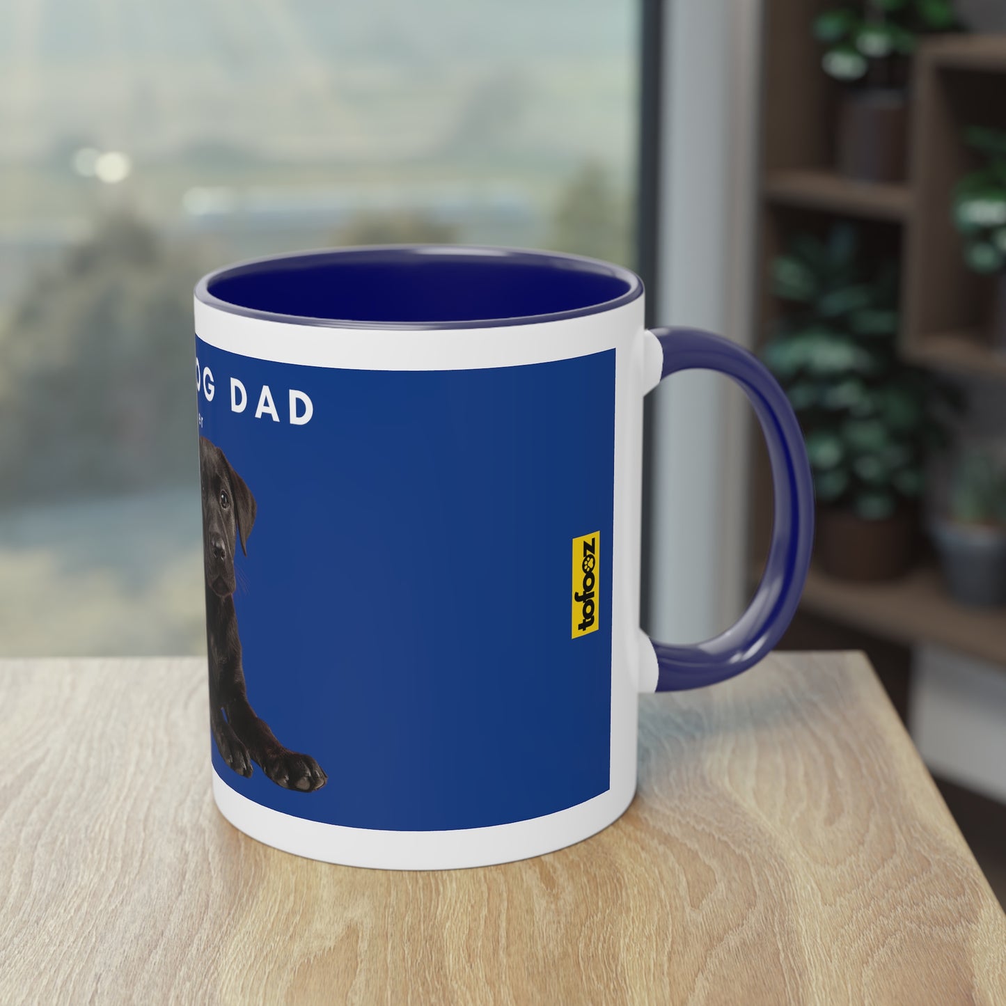 Best Dog Dad Black Lab Two-Tone Coffee Mug, 325ml - Blue