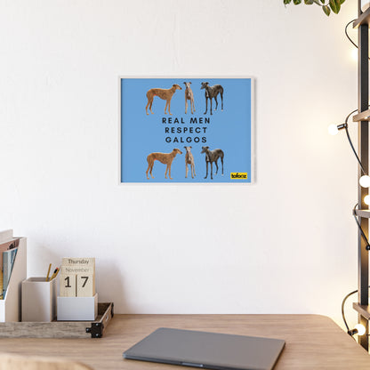 Real Men Respect Galgos Poster with Wooden Frame, Horizontal - Various Sizes