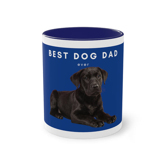 Best Dog Dad Black Lab Two-Tone Coffee Mug, 325ml - Blue