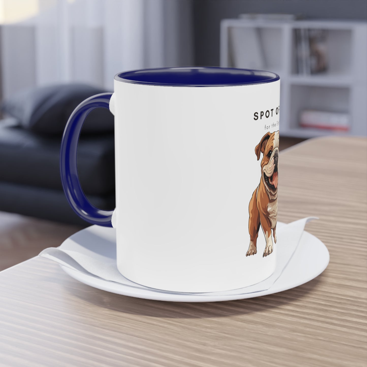 Spot Of Tea For The English Bulldog Two-Tone Coffee Mug, 325ml - White