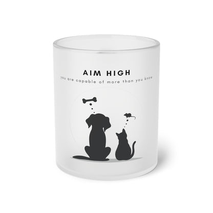 Aim High Cat and Dog - Frosted Glass Mug, 325ml