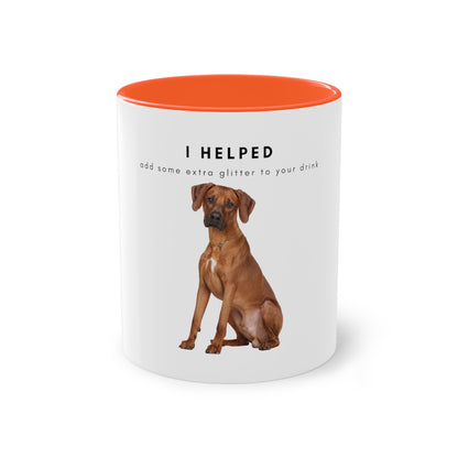 I Helped Add Glitter Ridgeback Sitting Two-Tone Coffee Mug, 325ml - White