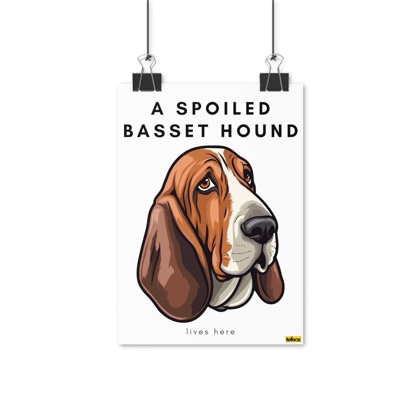 A Spoiled Basset Hound Lives Here Graphic Poster - Various Sizes