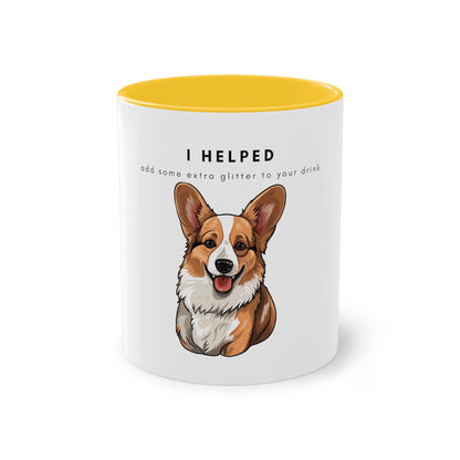 I Helped Add Glitter Corgi Two-Tone Coffee Mug, 325ml - White