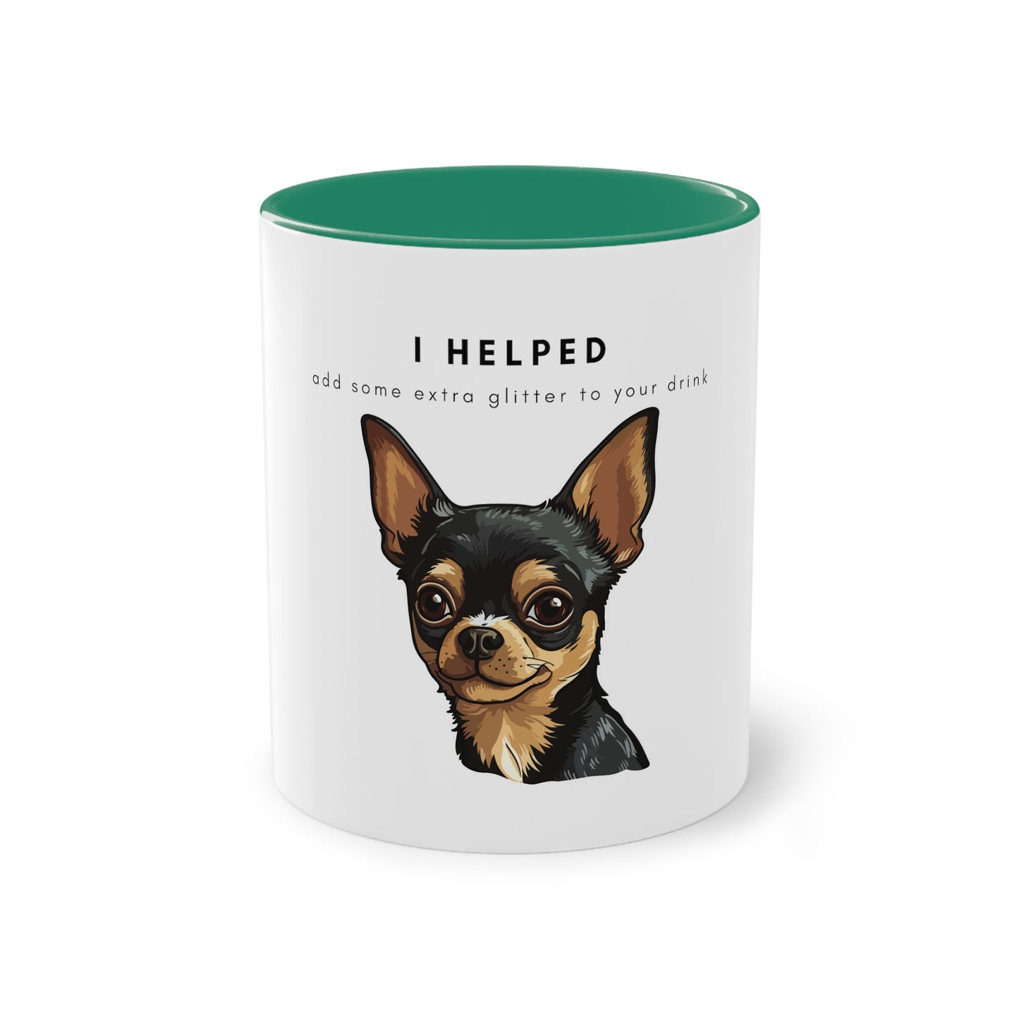 I Helped Add Glitter Chihuahua Two-Tone Coffee Mug, 325ml - White