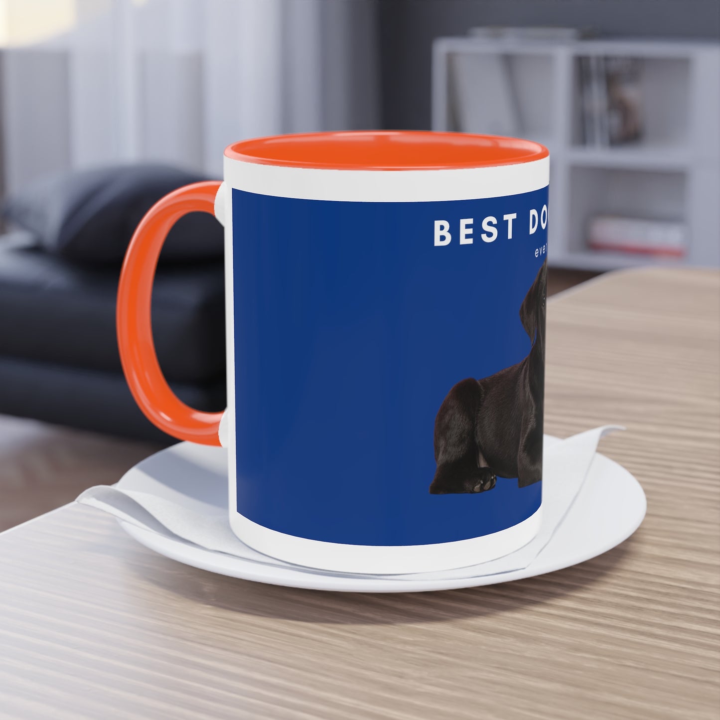 Best Dog Dad Black Lab Two-Tone Coffee Mug, 325ml - Blue