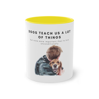 Dogs Teach Us Two-Tone Coffee Mug, 325ml - White