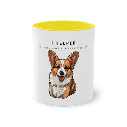 I Helped Add Glitter Corgi Two-Tone Coffee Mug, 325ml - White