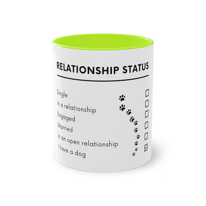 Relationship Status, I Have A Dog Two-Tone Coffee Mug, 325ml - White