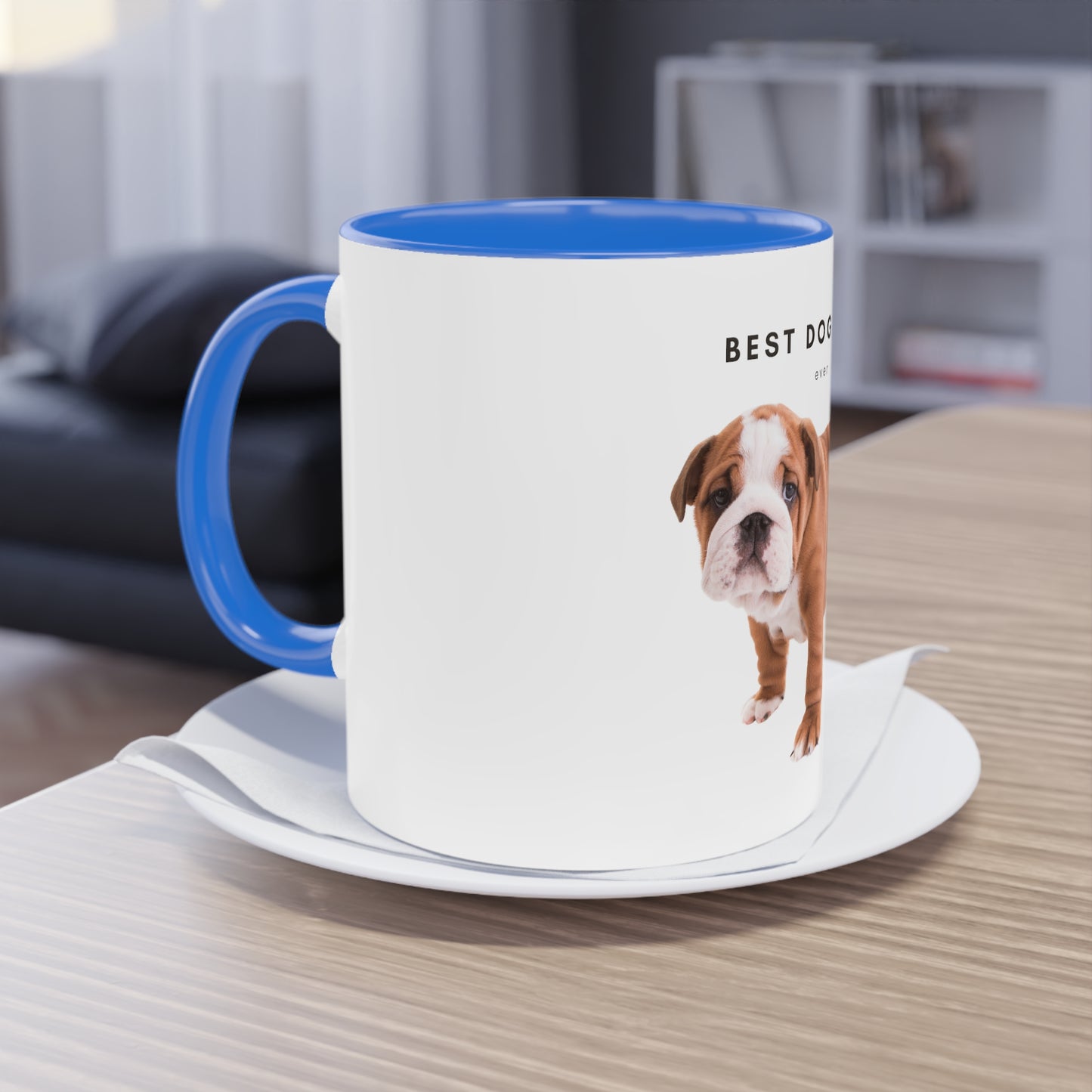 Best Dog Mom Ever English Bulldog Two-Tone Coffee Mug, 325ml - White