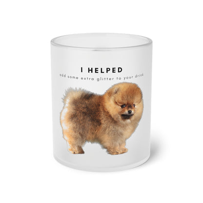 I Helped Add Glitter Tan Pomeranian - Frosted Glass Mug, 325ml