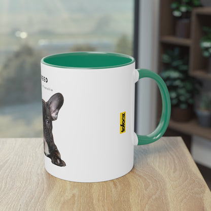 All I Need Is Coffee And My Frenchie Black French Bulldog Puppy Two-Tone Coffee Mug, 325ml - White