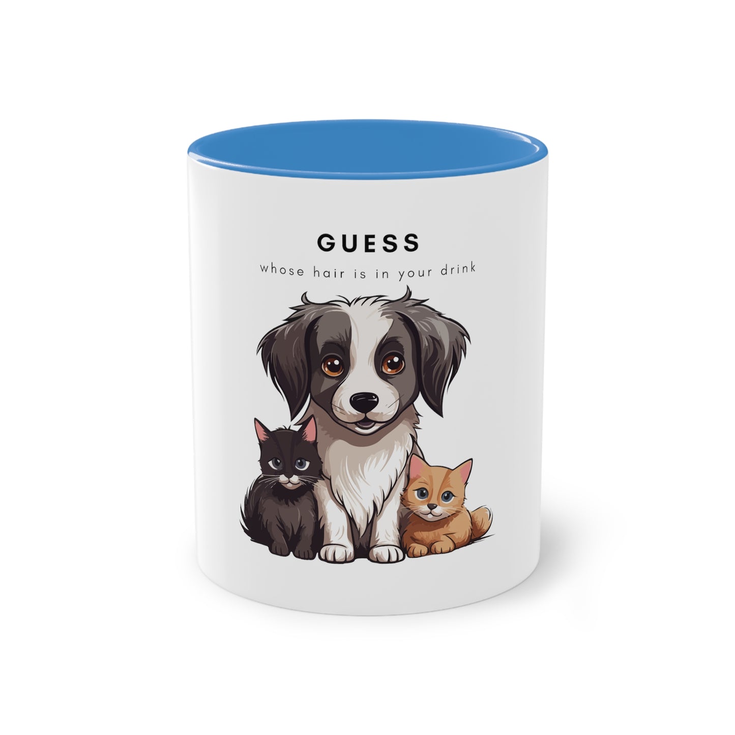 Guess Whose Hair Cats and Dog Two-Tone Coffee Mug, 325ml - White