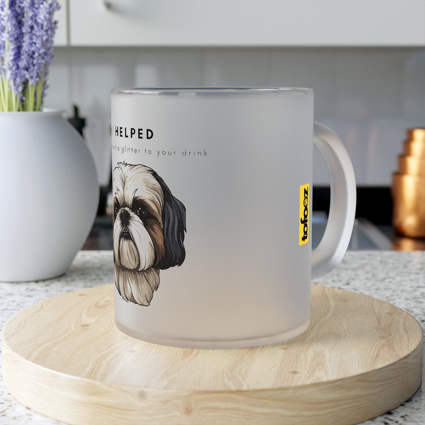 I Helped Add Glitter White Shih Tzu - Frosted Glass Mug, 325ml