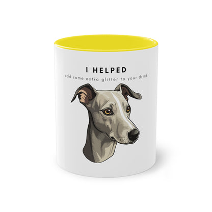 I Helped Add Glitter Italian Greyhound Graphic Two-Tone Coffee Mug, 325ml - White