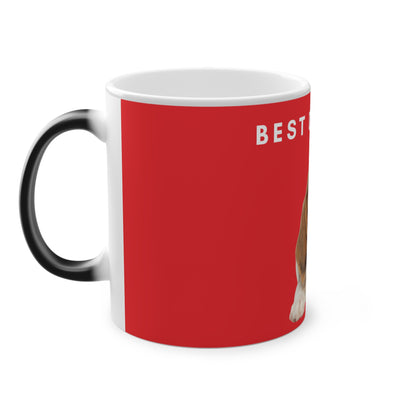 Best Dog Dad Beagle Magic Mug, 325ml - Red