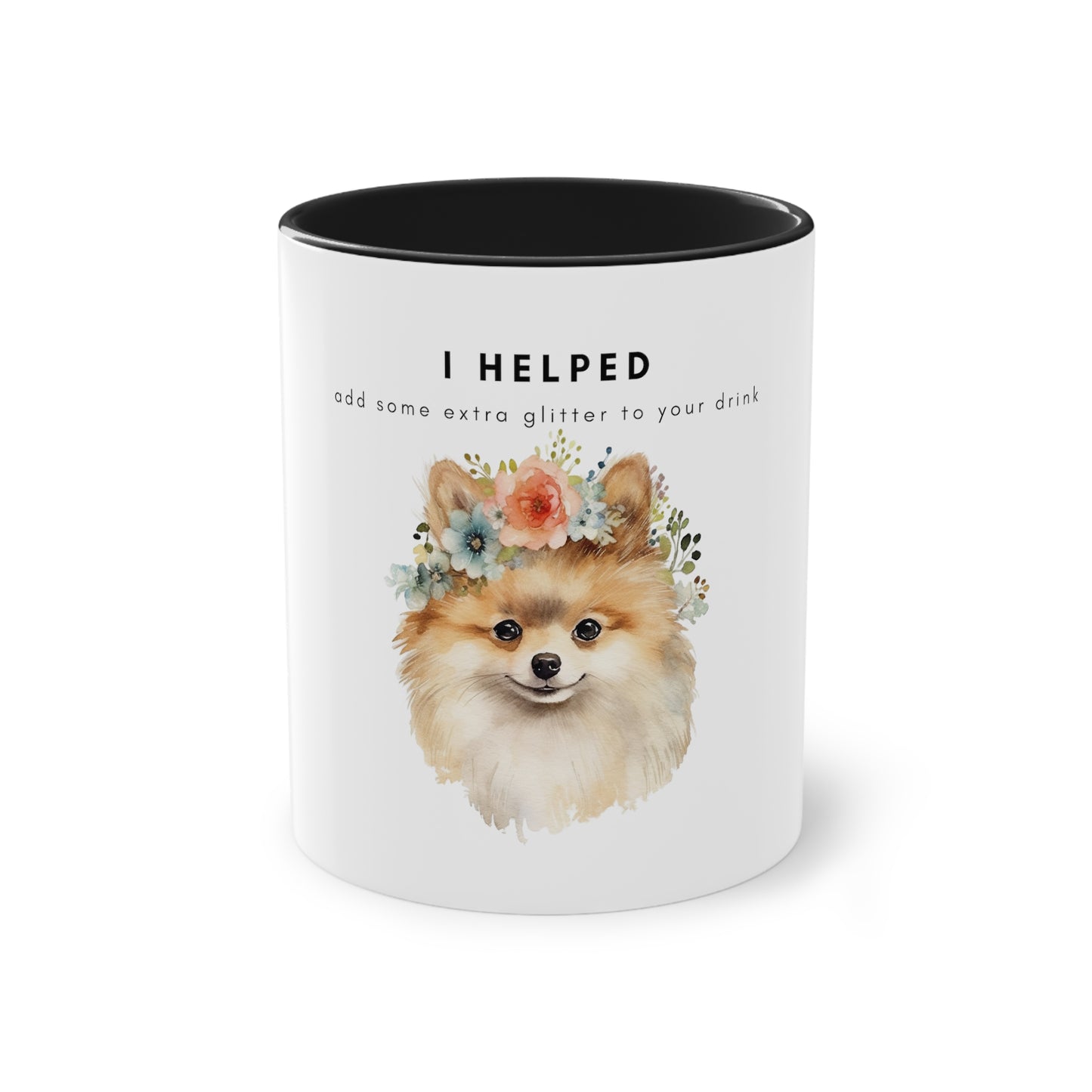 I Helped Add Glitter Pomeranian Two-Tone Coffee Mug, 325ml - White