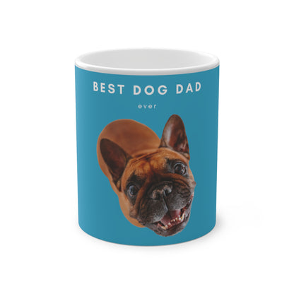 Best Dog Dad Ever Brown French Bulldog Magic Mug, 325ml - Turquoise