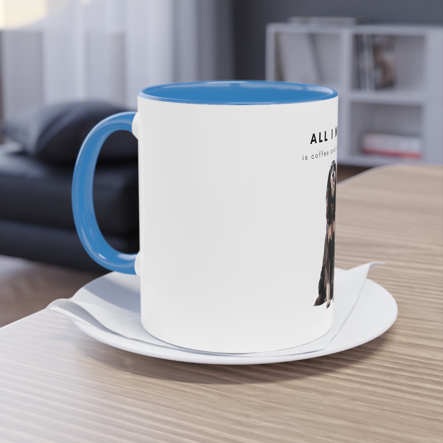 All I Need Is Coffee And My Saluki Two-Tone Coffee Mug, 325ml - White