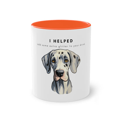 I Helped Add Glitter Great Dane White Two-Tone Coffee Mug, 325ml - White