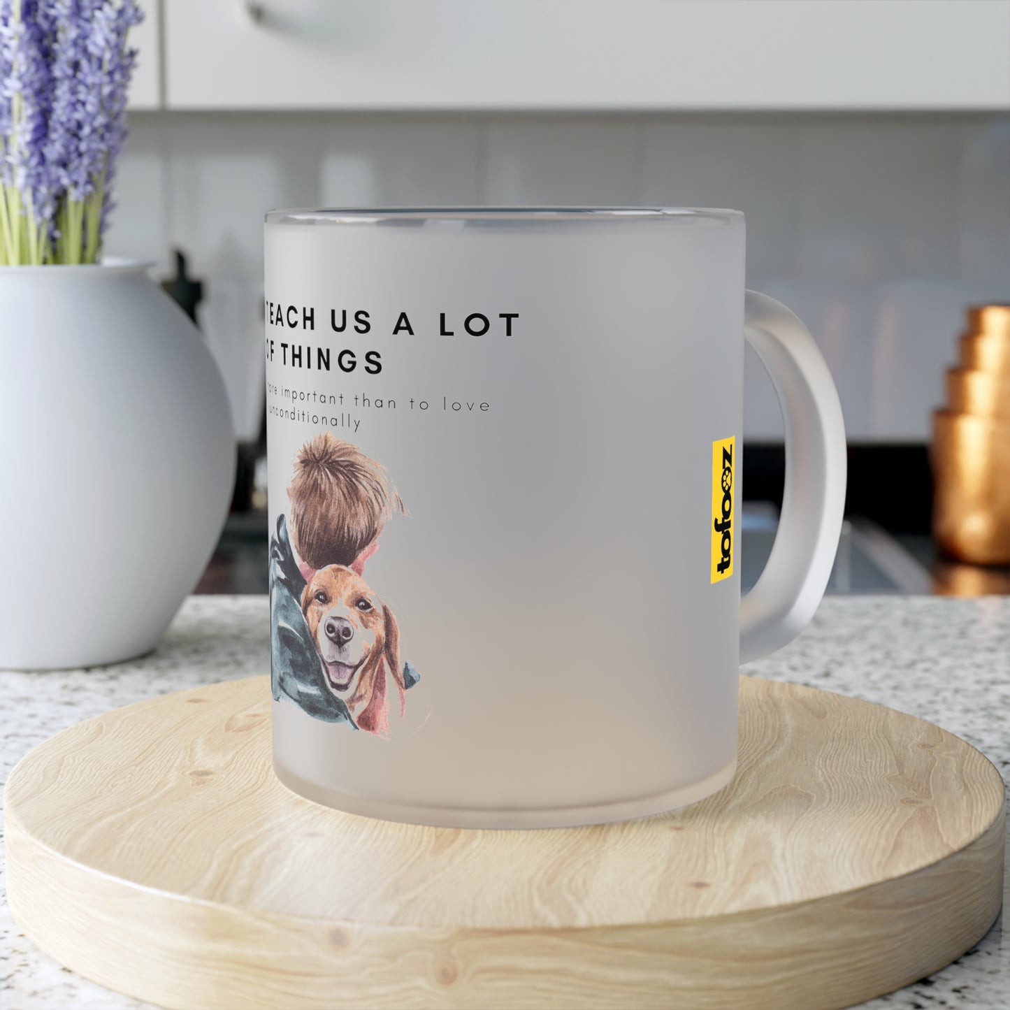 Dogs Teach Us (M) - Frosted Glass Mug, 325ml