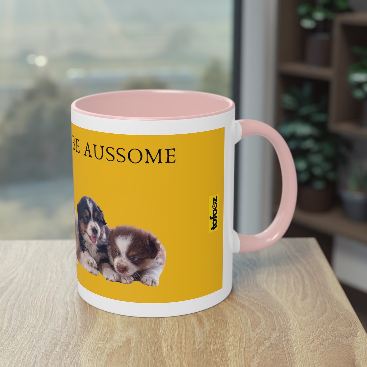 Today Will Be Aussome Aussie Puppies Two-Tone Coffee Mug, 325ml - Yellow