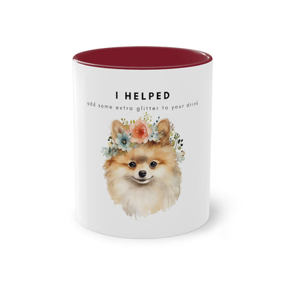 I Helped Add Glitter Pomeranian Two-Tone Coffee Mug, 325ml - White