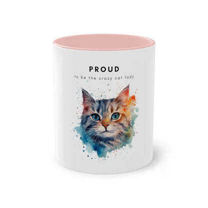 Proud To Be The Crazy Cat Lady Two-Tone Coffee Mug, 325ml - White