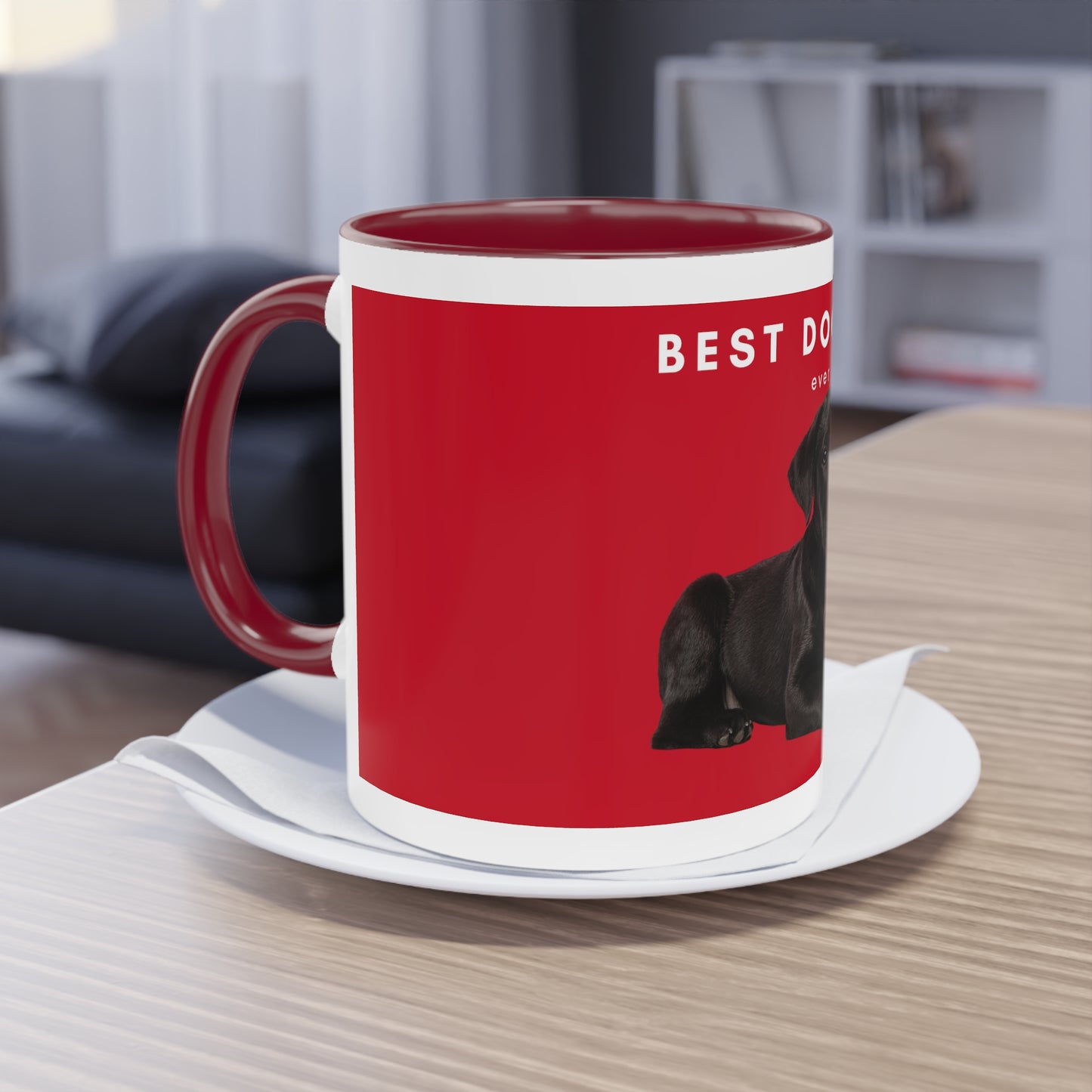 Best Dog Dad Black Lab Two-Tone Coffee Mug, 325ml - Red