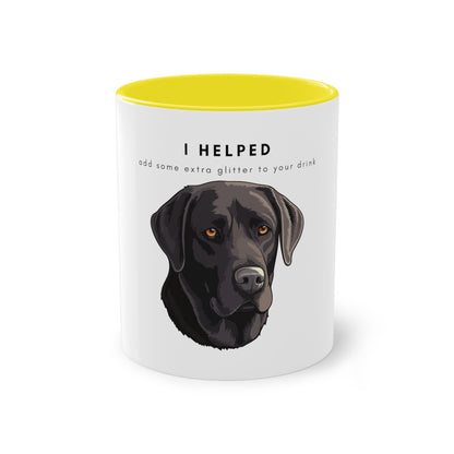 I Helped Add Glitter Chocolate Labrador Two-Tone Coffee Mug, 325ml - White