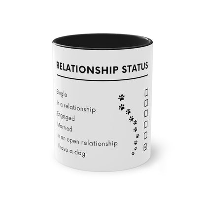 Relationship Status, I Have A Dog Two-Tone Coffee Mug, 325ml - White