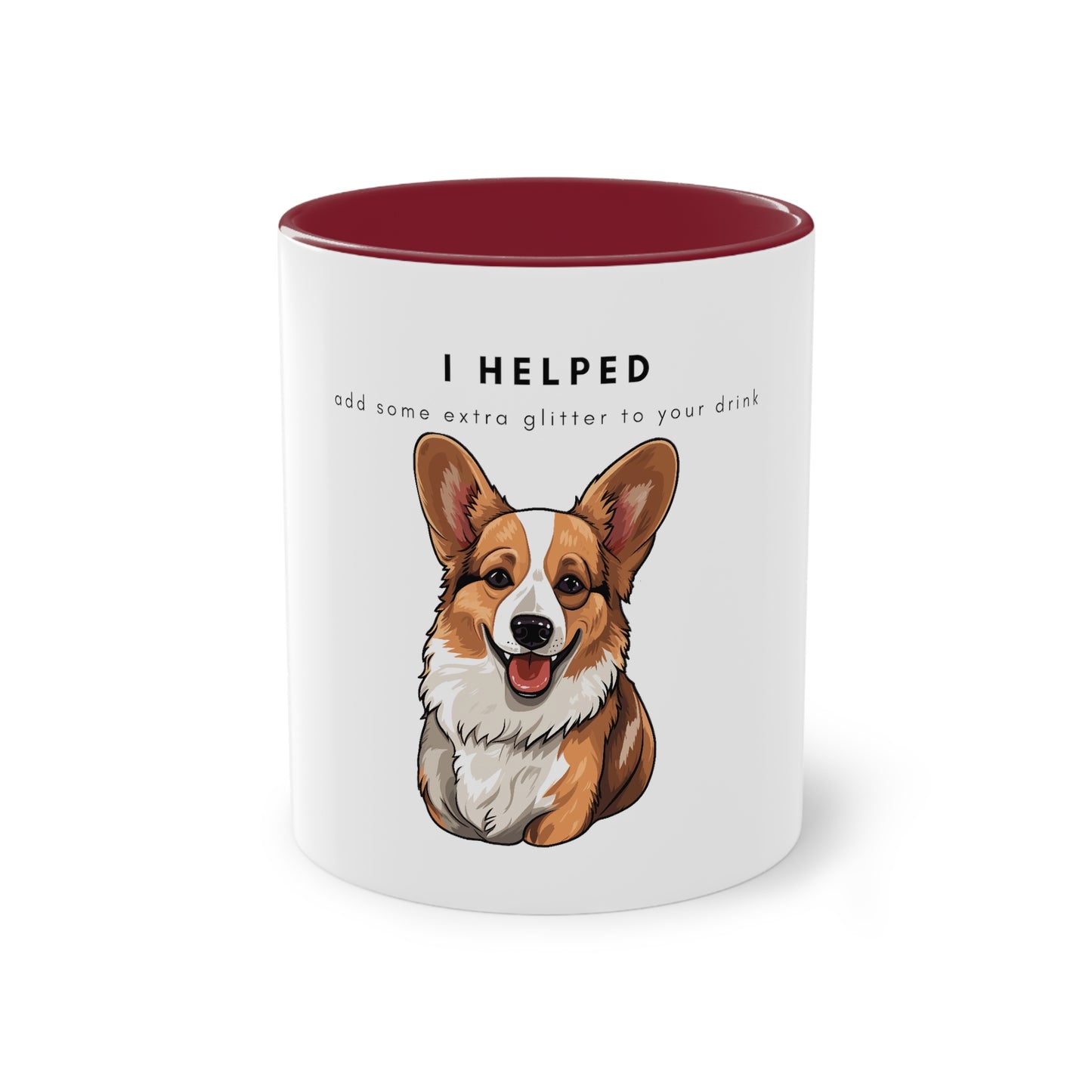 I Helped Add Glitter Corgi Two-Tone Coffee Mug, 325ml - White