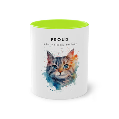 Proud To Be The Crazy Cat Lady Two-Tone Coffee Mug, 325ml - White